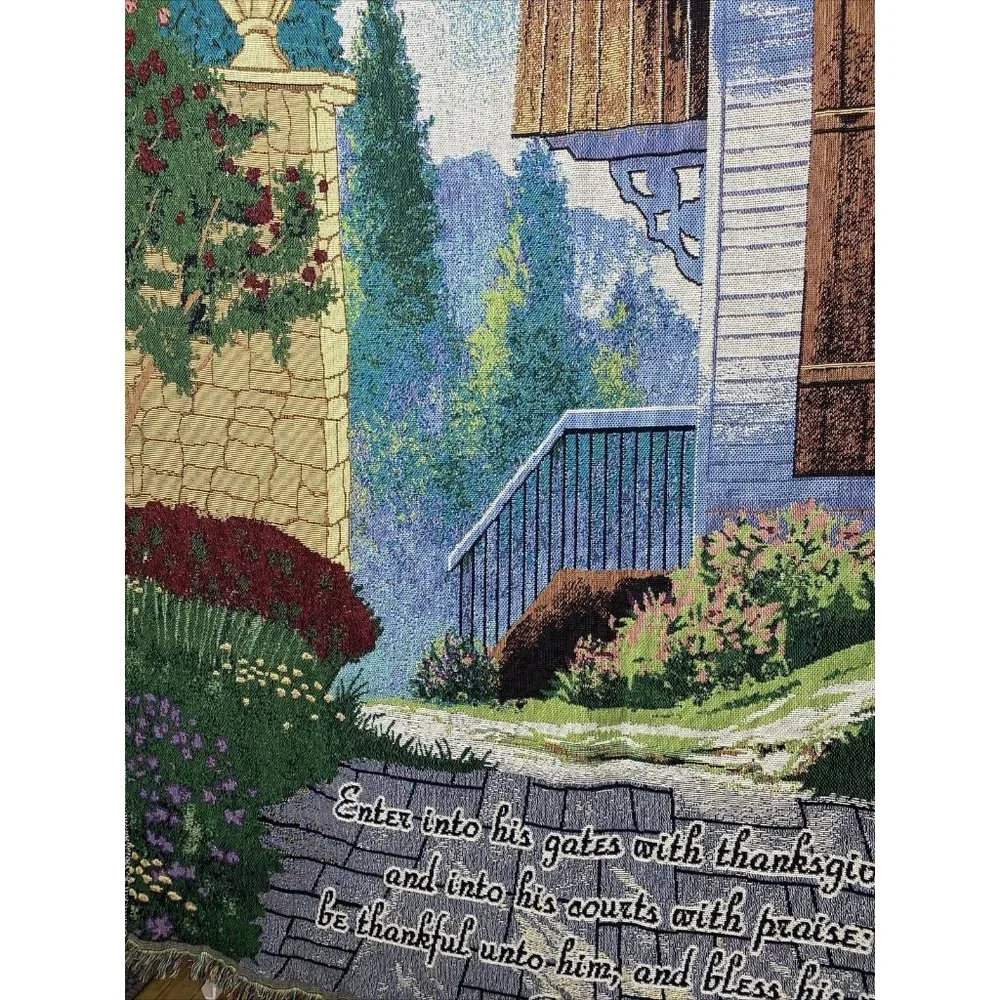 Loom Craft Brand Tapestry Wall Hanging Garden Gate Scene Psalm 100.4
